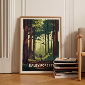 Dalby Forest Mountainbike Reise Poster, North Yorkshire XCTrail, Retro Radsport Kunstwerk, Wohnkultur, Abenteuer Wandkunst, C20-1510