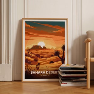 Sahara Desert Poster, Travel-Inspired Wall Art, Africa Landscape Decor, Adventure Art Gift, Explorer Room Decoration, C20-1107