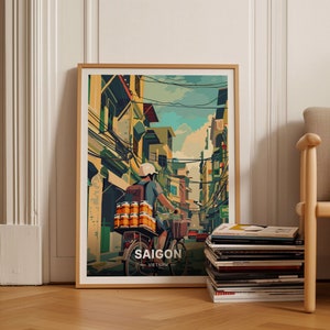 Vintage Saigon Travel Poster, Retro Vietnam Art Print, C20-1323