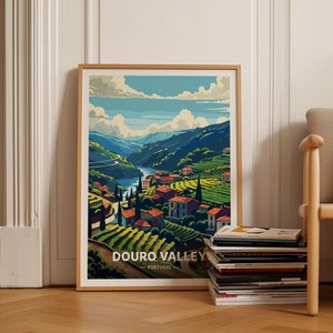 Douro Valley Travel Poster, Portugal Scenic Landscape Art, Home & Office Wall Decor, Gift for Travel Enthusiasts, C20-472