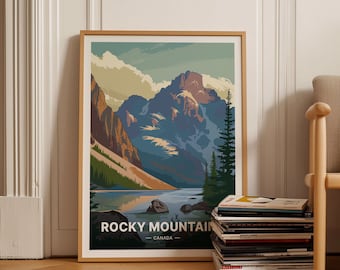 Rocky Mountains Canada Poster, Travel Wall Art, Nature-Inspired Home Decor, Adventure Landscape Print, C20-652