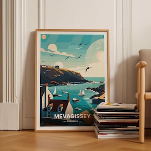 Mevagissey Cornwall Travel Poster, Einzigartige Wandkunst, Ideal für Heimdekoration & besondere Anlässe, C20-1571