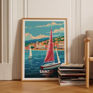St Tropez Reiseposter, Französisch Riviera Strandkunst, Europa Abenteuer Wanddekoration, Einzigartige Housewarming & Geburtstagsgeschenkidee, C20-1547