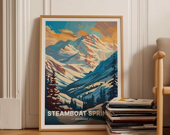 Steamboat Springs Ski Resort Art Print, Colorado Travel Poster, C20-599