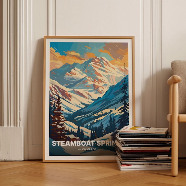 Steamboat Springs Ski Resort Poster, Colorado Travel Wall Art, Unique Wedding & Birthday Gift Idea, C20-599