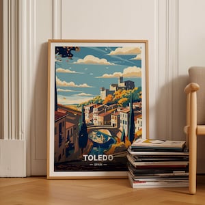 Toledo Spain Travel Poster, Scenic Cityscape Wall Art, Home Office Decor, Artistic Gift for Travel Enthusiasts, C20-465