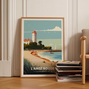 Noirmoutier, Frankreich Küstenlandschaft Strandszene Poster, Europäische Reisewandkunst, Housewarming & Geburtstagsgeschenkidee, C20-1850