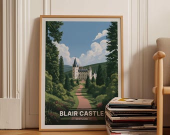 Scotland Blair Castle Travel Poster, Artistic Wall Decor for Home, Unique Gift for Travel Enthusiasts
