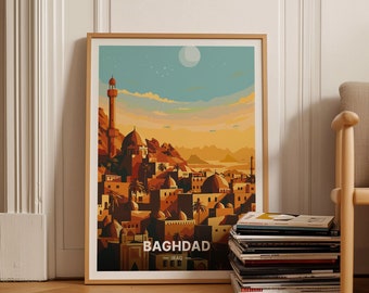 Baghdad Iraq Travel Poster, Middle East Art Print, C20-976