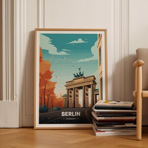 Berlin Travel Poster, Germany Cityscape Art on Matte Paper image 1