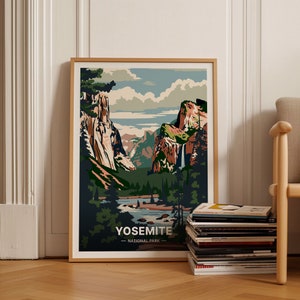 Yosemite National Park Poster, Vintage California Travel Wall Art, Sierra Nevada Home Decor, Adventure Aesthetic, C20-284