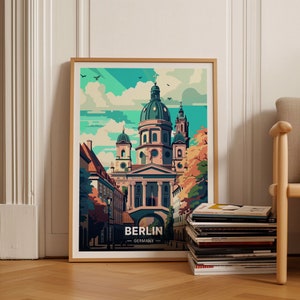 Berlin Travel Poster, Germany Cityscape Wall Art, Home Decor, Art Lover Gift, Berlin Wall Artwork, C20-264