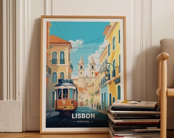 Lisbon Portugal Travel Poster, Vintage Style Wall Art for Home and Office Decor, Inspirational Travel Prints for Living, C20-5