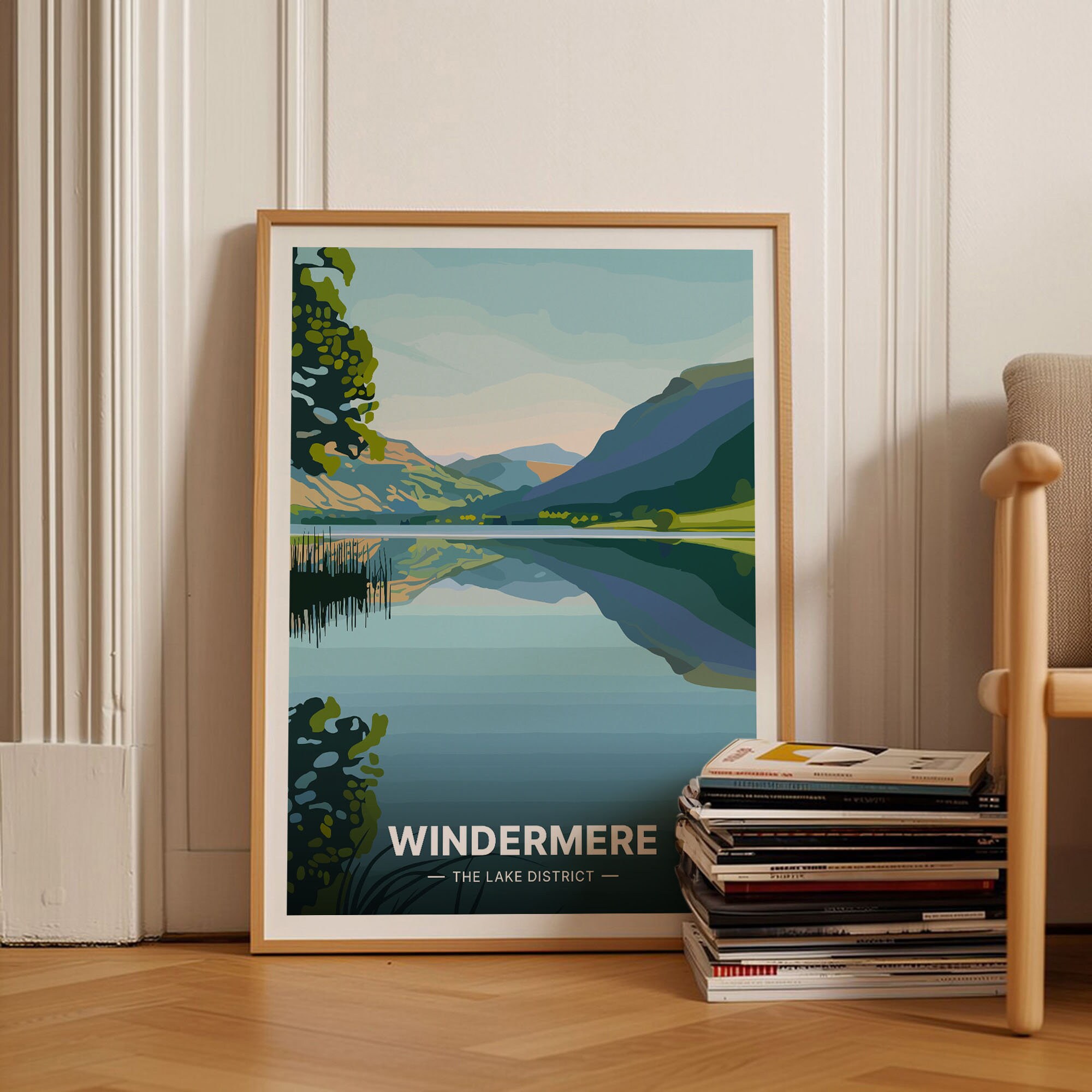 Lake Windermere Poster, The Lake District Scenic Landscape, England National Park, Adventure Travel Decor, Gift for Explorers, C20-747