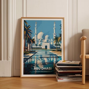 Abu Dhabi Cityscape Art Poster, United Arab Emirates Travel Decor, Unique Gift for Travelers, Home and Office Wall Art, C20-678