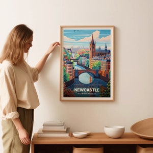 Newcastle Cityscape Art Print, United Kingdom Travel Poster, C20-624 image 2