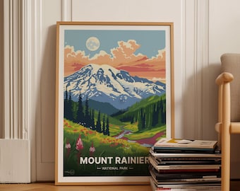 Mount Rainier National Park Poster, Washington Landscape Art, Travel Gift, Home and Office Wall Decor, C20-714