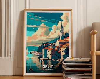 Croatia Split Travel Poster, Mediterranean Coastal Art, C20-418