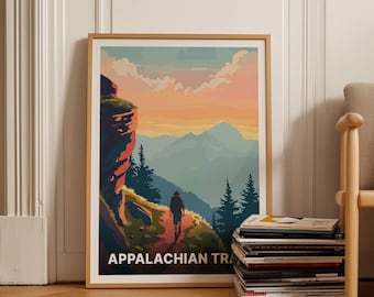 Appalachian Trail Poster, Scenic Mountain Hiking Art, C20-1636