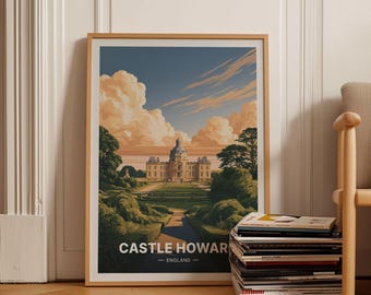 Castle Howard Travel Poster, England Landscape Art, Art Lover Gift, Home Office Decor, Wall Art Print