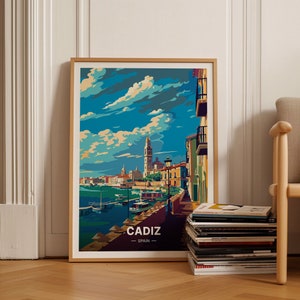 Póster de viaje de Cádiz España, arte de pared escénico para el hogar y la oficina, regalo perfecto para entusiastas de los viajes y el arte, C20-767