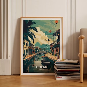 Vintage-Style Hoi An Travel Poster, Vietnam Landscape Art, Home & Office Decor, Gift for Travel Enthusiasts, C20-811