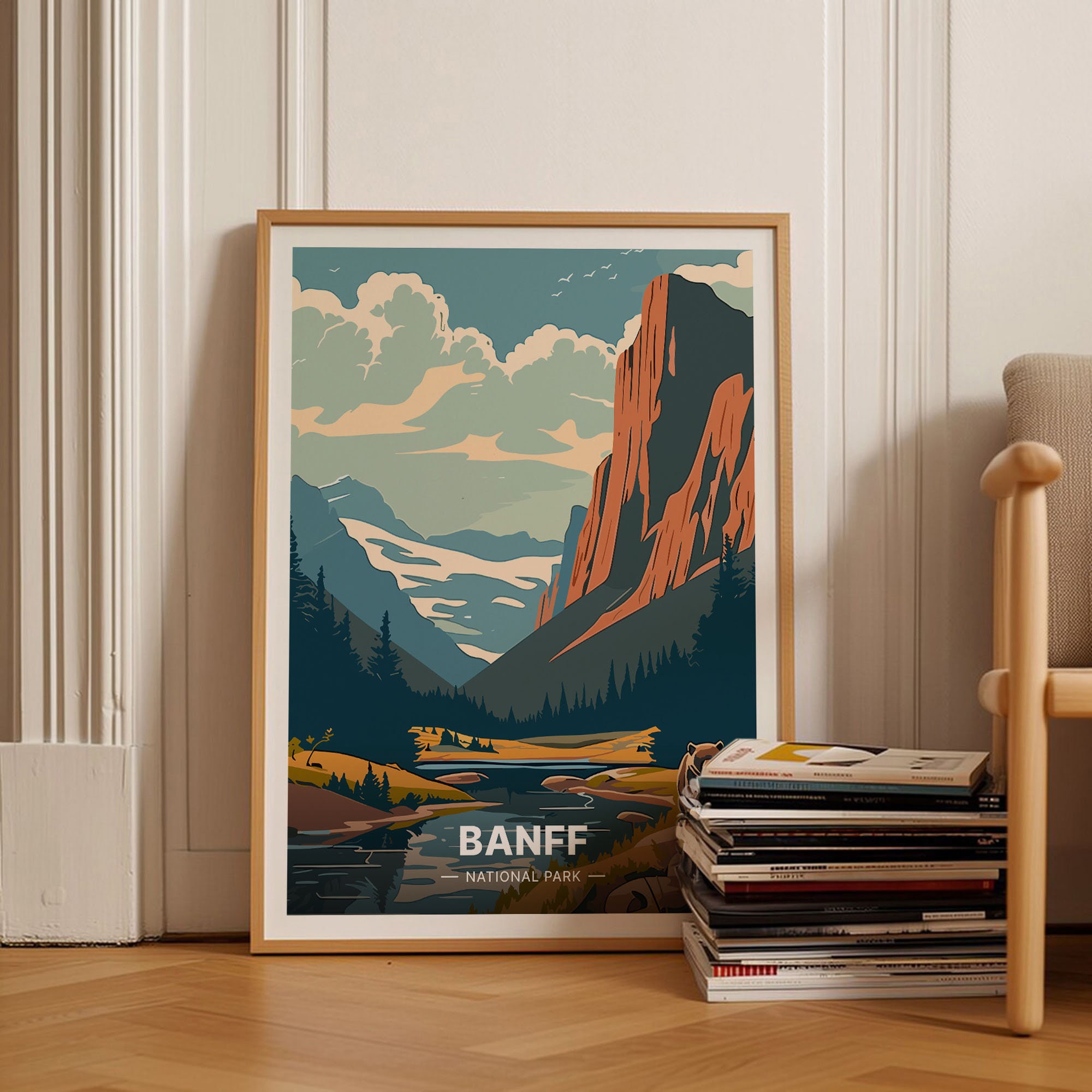 Banff National Park Poster, Alberta Canada Travel Art, National Parks Decor, Adventure Wall Art, Unique Travel Gift, C20-282