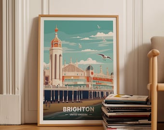 Brighton Pier Travel Poster, UK Seaside Wall Art, C20-52