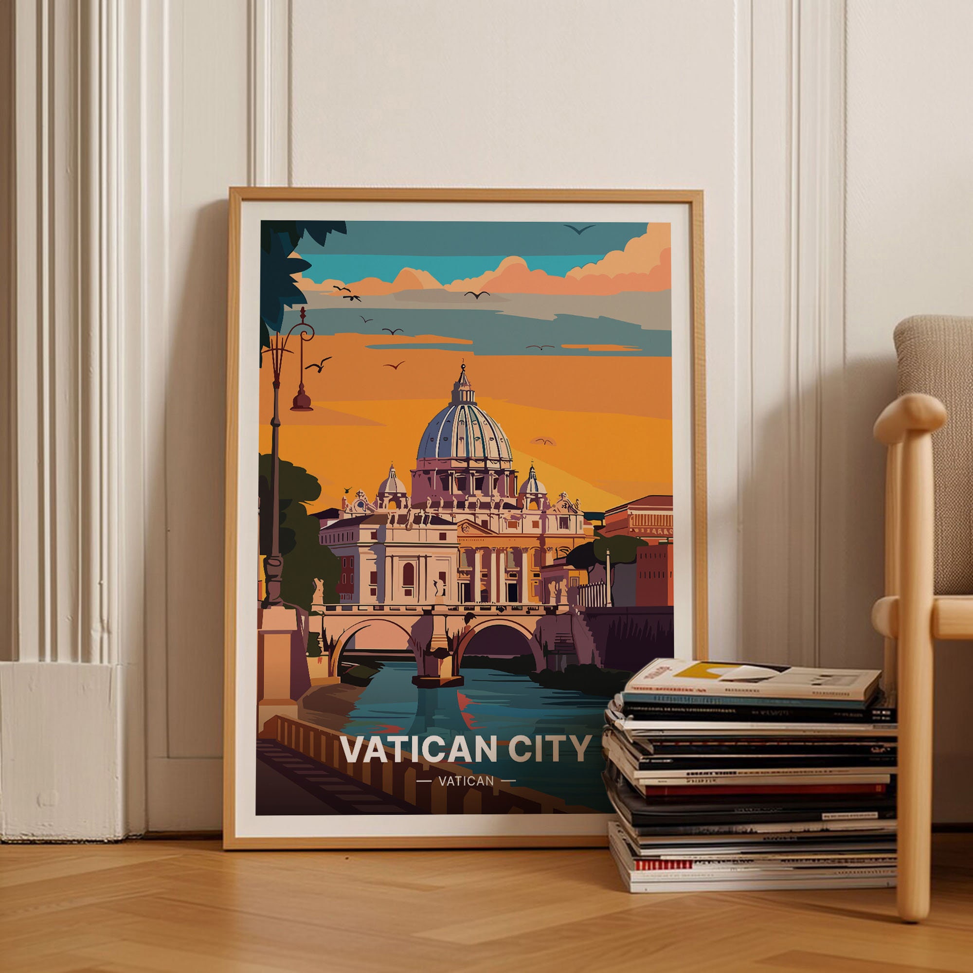 Vatican City Poster, Rome Italy Travel Art, Home Decor, C20-1146