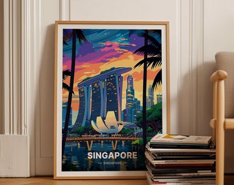Singapore Travel Poster, Marina Bay Sands, Home Decor, C20-1900