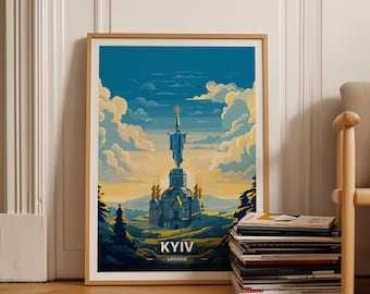 Kyiv Ukraine Travel Poster, Motherland Monument Art, C20-69