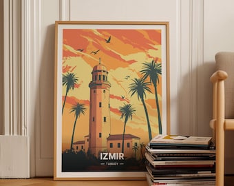Izmir Turkey Travel Poster, Retro Home Decor, C20-1193