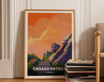 Croagh Patrick Ireland Poster, County Mayo Landscape Art, C20-1155