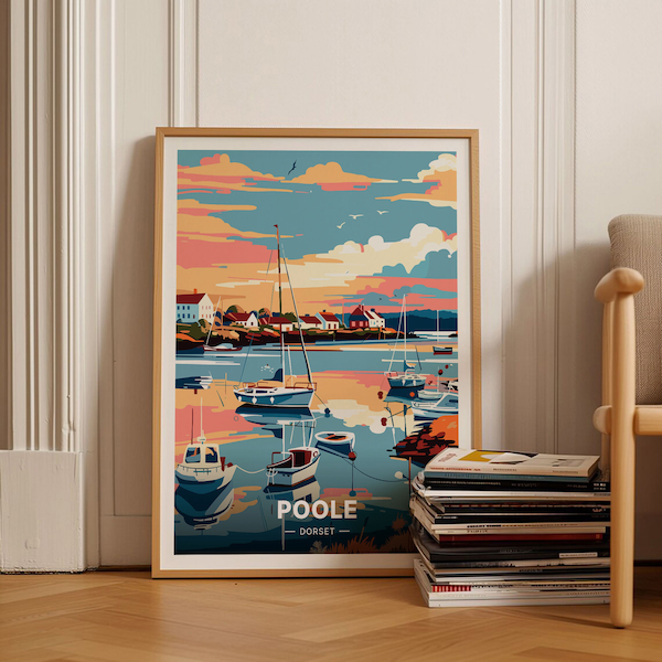 Poole Harbour Travel Poster, England Scenic Landscape Wall Art, Home & Office Decor, Art Lover Gift, C20-1100