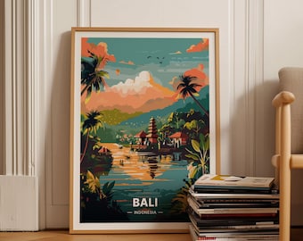 Poster de voyage à Bali, décoration murale destination mondiale, cadeau unique pour les voyageurs, anniversaire et idée d'anniversaire, C20-951