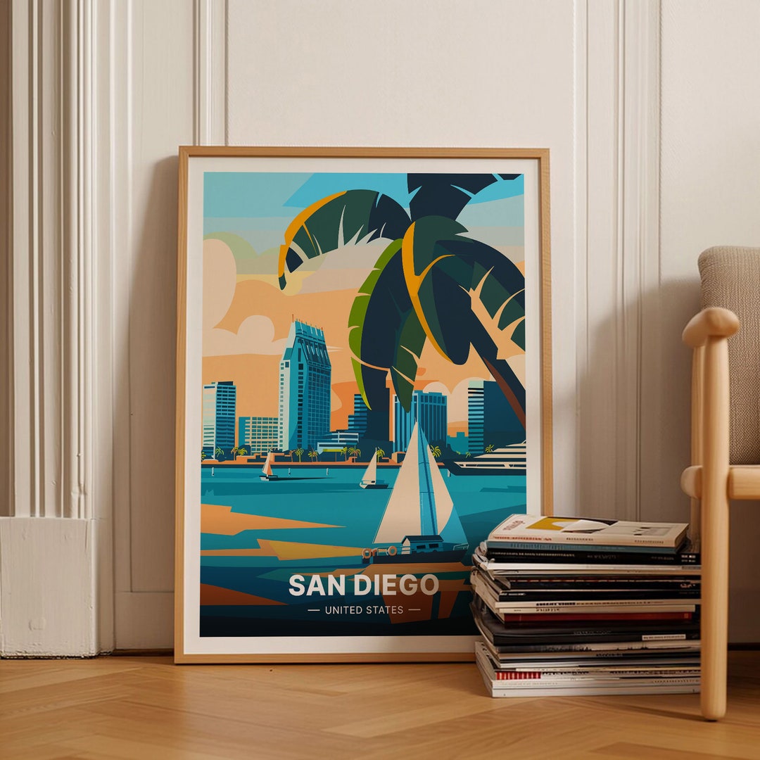 San Diego Travel Poster, California Coastal Wall Art, C20-349 - Etsy