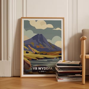 Yr Wyddfa Snowdonia Poster, Wales Landscape Travel Poster, Mountain Wall Art Decor, Scenic Travel Souvenir Gift, C20-1245