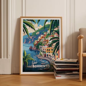 Sorrento Italy Travel Poster, Vintage Style Wall Art, Perfect Gift for Travel Enthusiasts, Italian Coastline Decor, C20-462