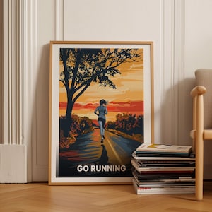 Adventure Travel Poster, Trail Running & Marathon Art, Retro Adventure Prints, Outdoor Activities Wall Decor, Runner Gift Idea, C20-444