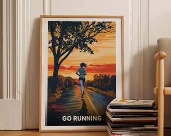Adventure Travel Poster, Trail Running & Marathon Art, Retro Adventure Prints, Outdoor Activities Wall Decor, Runner Gift Idea, C20-444