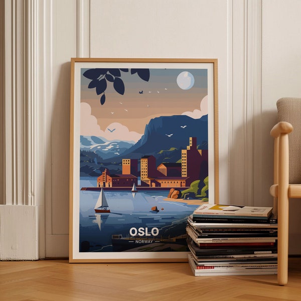 Oslo Cityscape Art Poster, Norway Travel Wall Decor, Unique Birthday or Wedding Gift Idea, C20-672