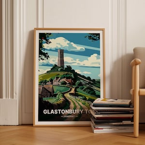 Glastonbury Tor Poster, England Travel Art, Home Decor Wall Art, Gift for Travel Enthusiasts, C20-648