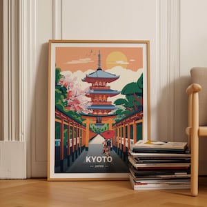 Kyoto Skyline Kunst Poster, Japan Reise Wandkunst, Elegante Wohnkultur, Bürodekoration, Geschenk für Reise-Enthusiasten, C20-1090