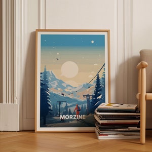 Morzine Ski Resort Travel Poster, France Winter Landscape Art, Ideal Wedding or Birthday Gift, C20-183