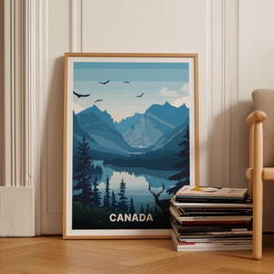 Póster de viaje a Canadá, arte mural minimalista, decoración del hogar, decoración de la oficina, idea de regalo artístico, C20-1497
