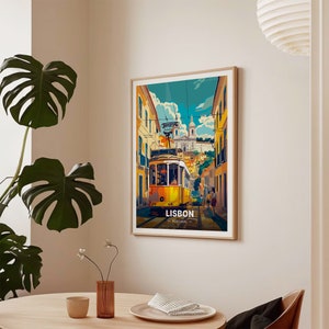 Lisbon Travel Poster, Vibrant Cityscape Art, Portugal Train Journey, C20-316 imagen 7