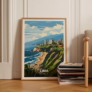 Póster de viaje con paisaje urbano de Lima, impresión artística de Perú para decoración del hogar y la oficina, regalo único para entusiastas de los viajes, C20-1540