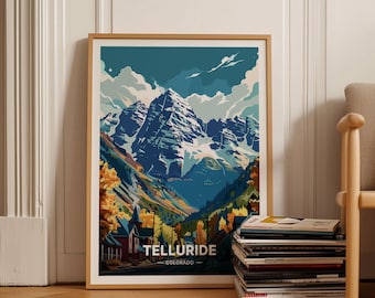 Telluride Colorado Travel Poster, Scenic Mountain Landscape Art, C20-1211
