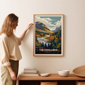 Scottish Highlands Travel Poster, Landscape Wall Art, C20-391 imagen 2