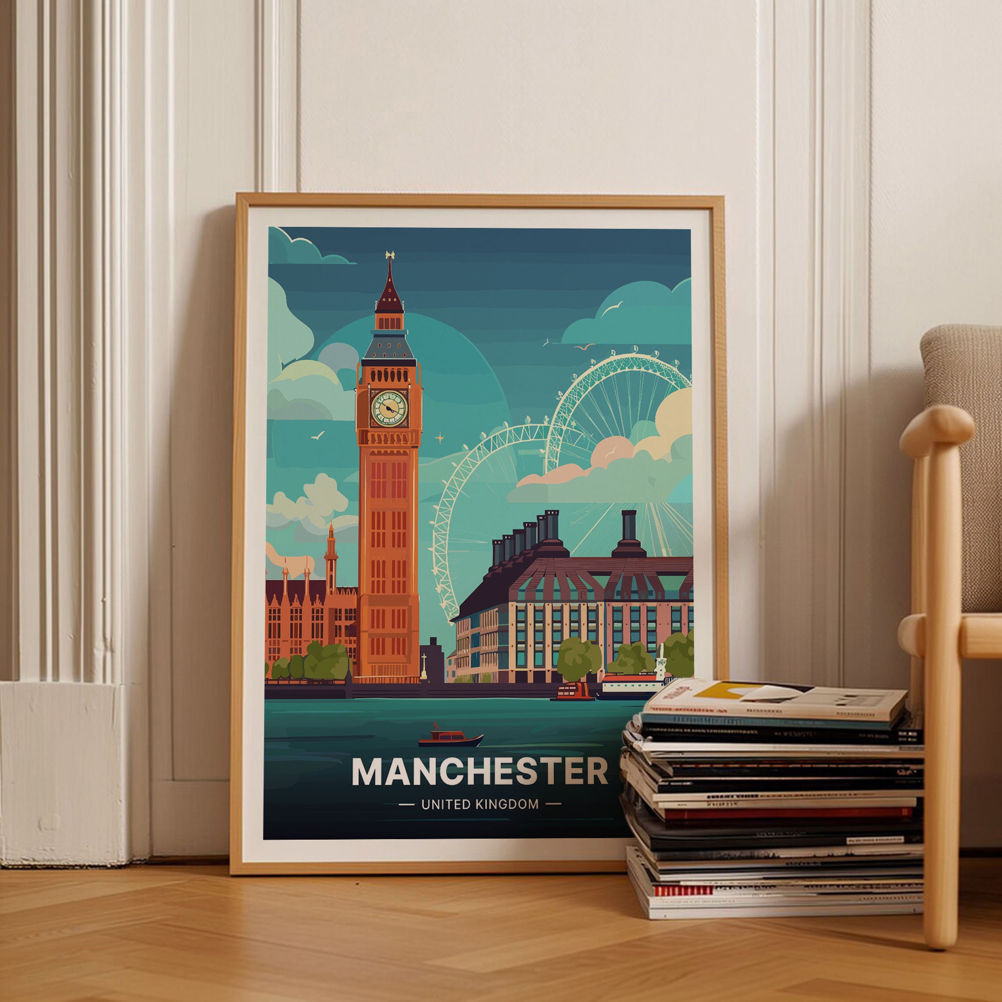 Manchester Poster Manchester Skyline Poster, England Travel Wall Art, C20-530 - Etsy